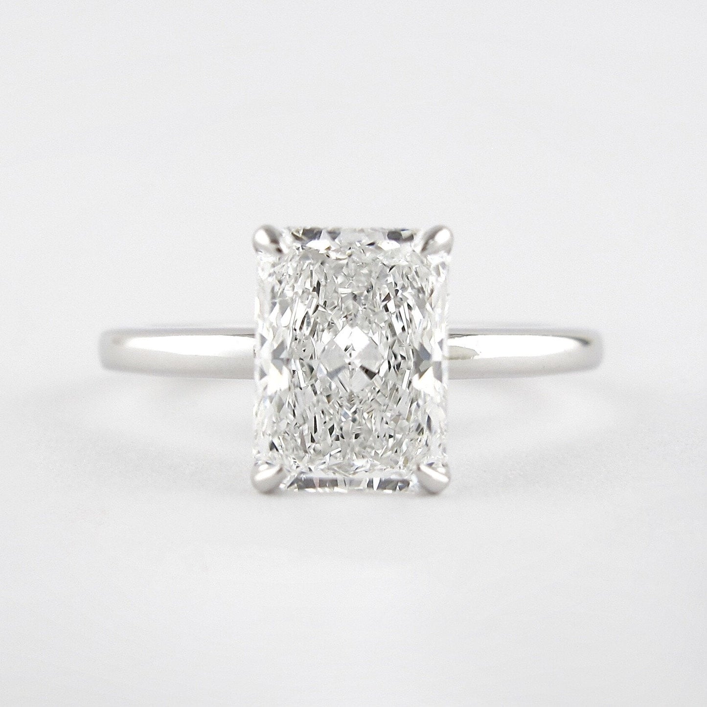 1.8 CT Radiant Cut Solitaire Style Moissanite Engagement Ring