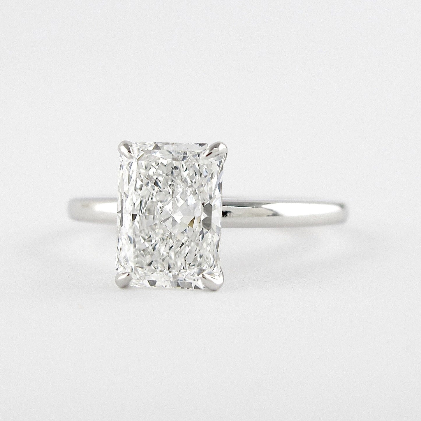 1.8 CT Radiant Cut Solitaire Style Moissanite Engagement Ring