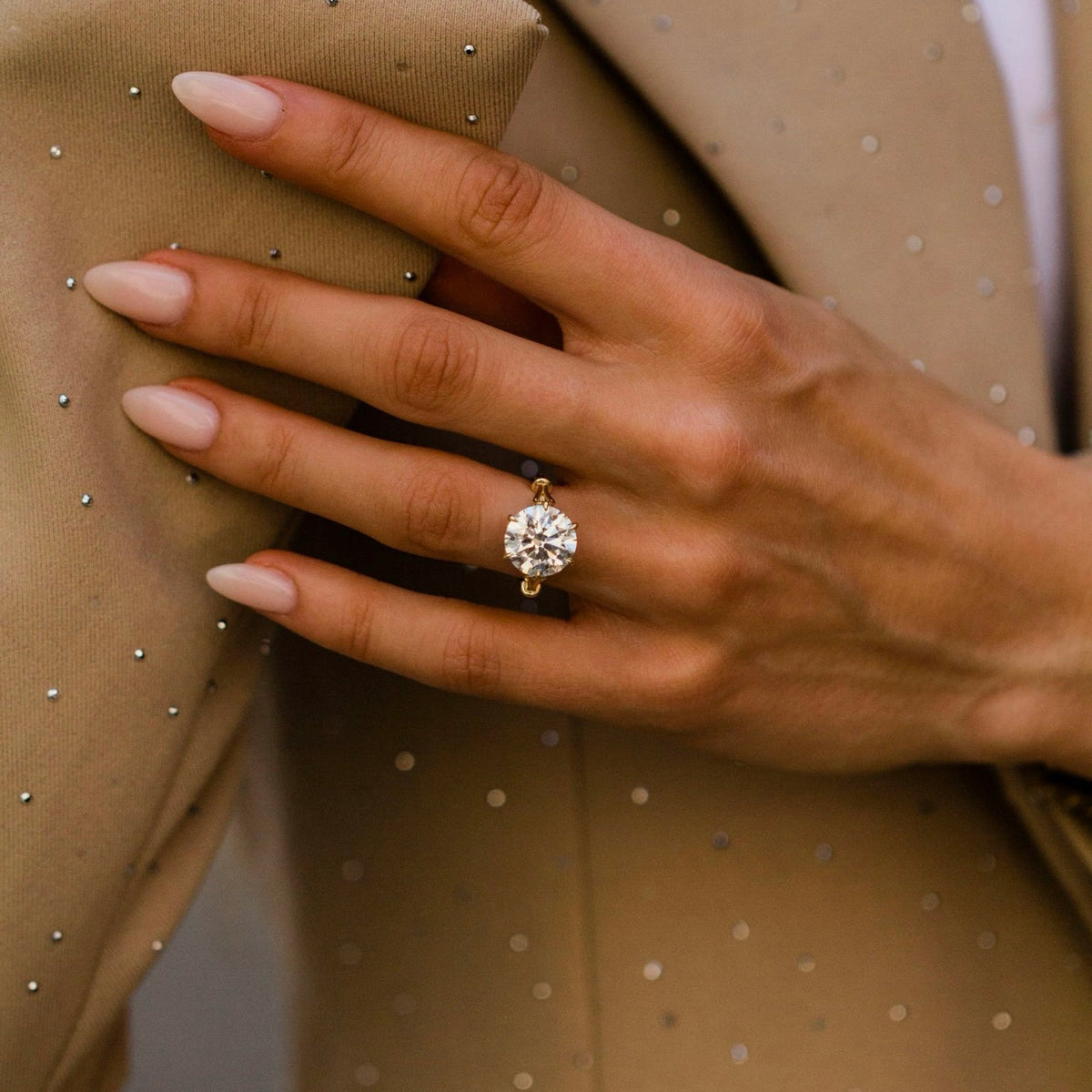 Round Lab Grown Diamond Unique Engagement Ring