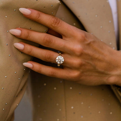 Round Lab Grown Diamond Unique Engagement Ring