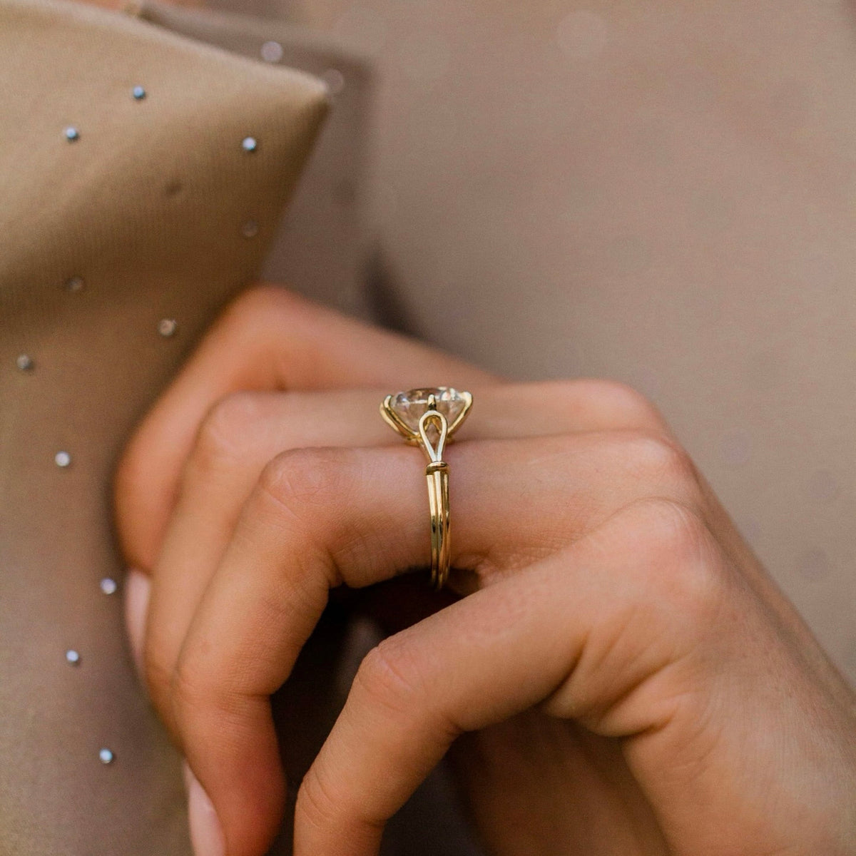 Round Lab Grown Diamond Unique Engagement Ring