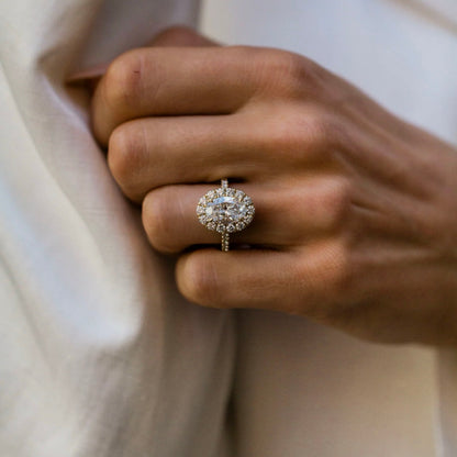 Oval Shaped Lab Grown Diamond Halo Engagement Ring