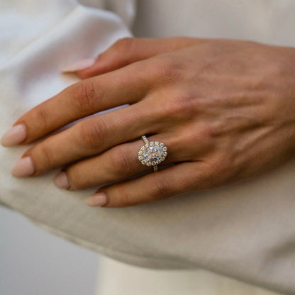 Oval Shaped Lab Grown Diamond Halo Engagement Ring