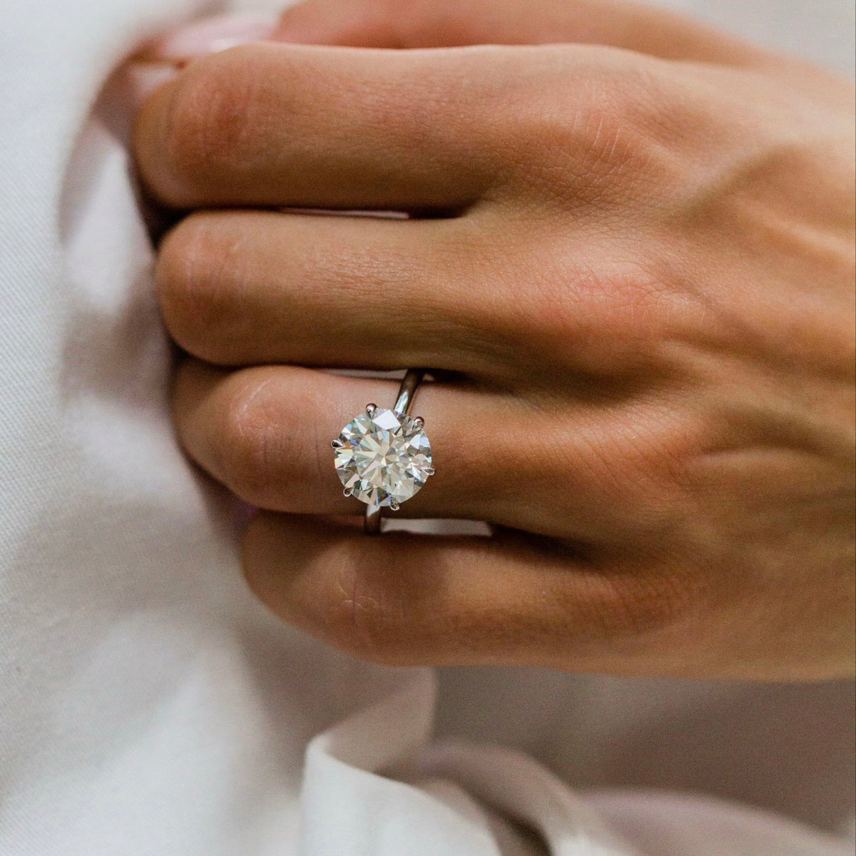 Round Lab Grown Diamond Hidden Halo Engagement Ring