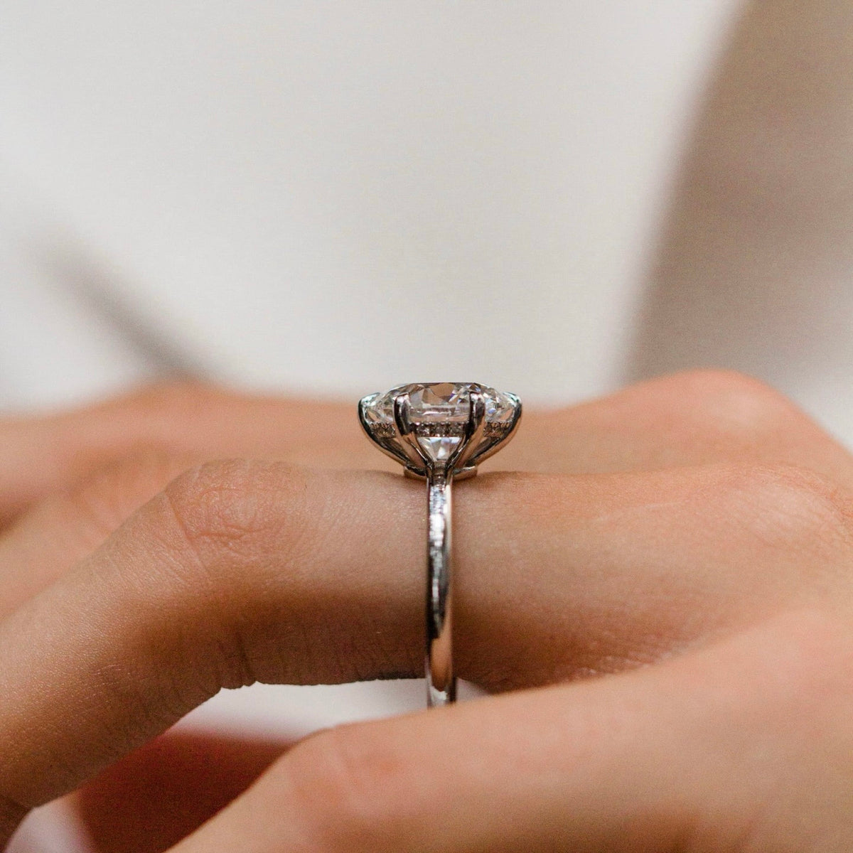 Round Lab Grown Diamond Hidden Halo Engagement Ring