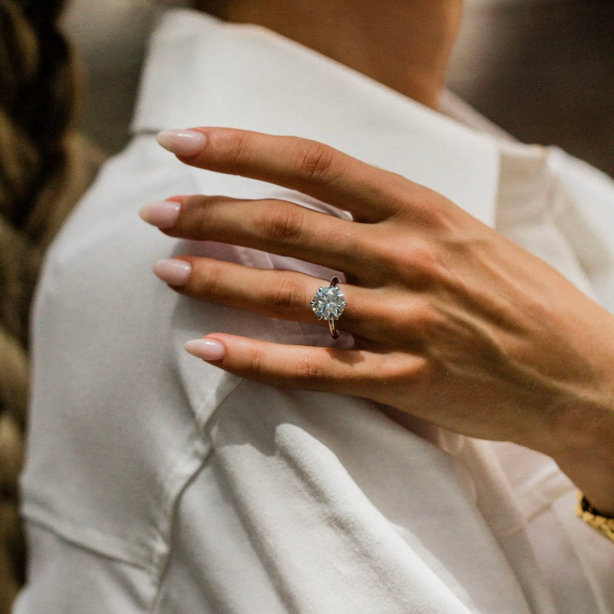 Round Lab Grown Diamond Hidden Halo Engagement Ring