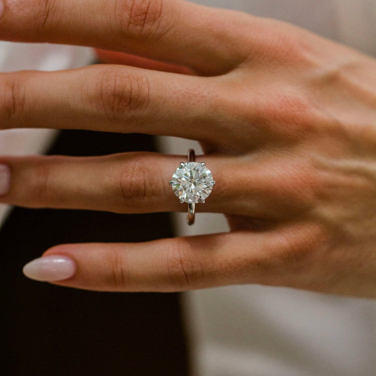Round Lab Grown Diamond Hidden Halo Engagement Ring
