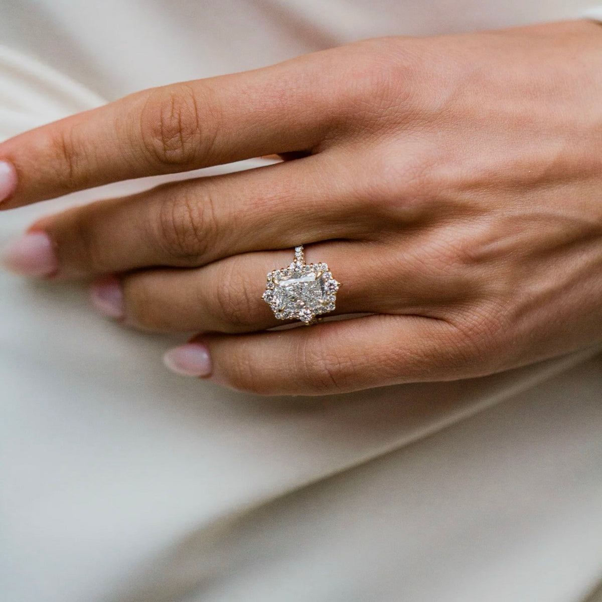 Radiant Lab Grown Diamond Hidden Halo Engagement Ring