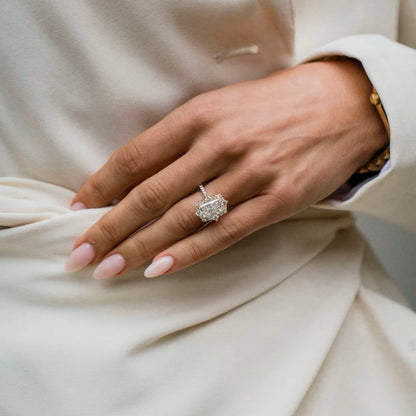 Radiant Lab Grown Diamond Hidden Halo Engagement Ring