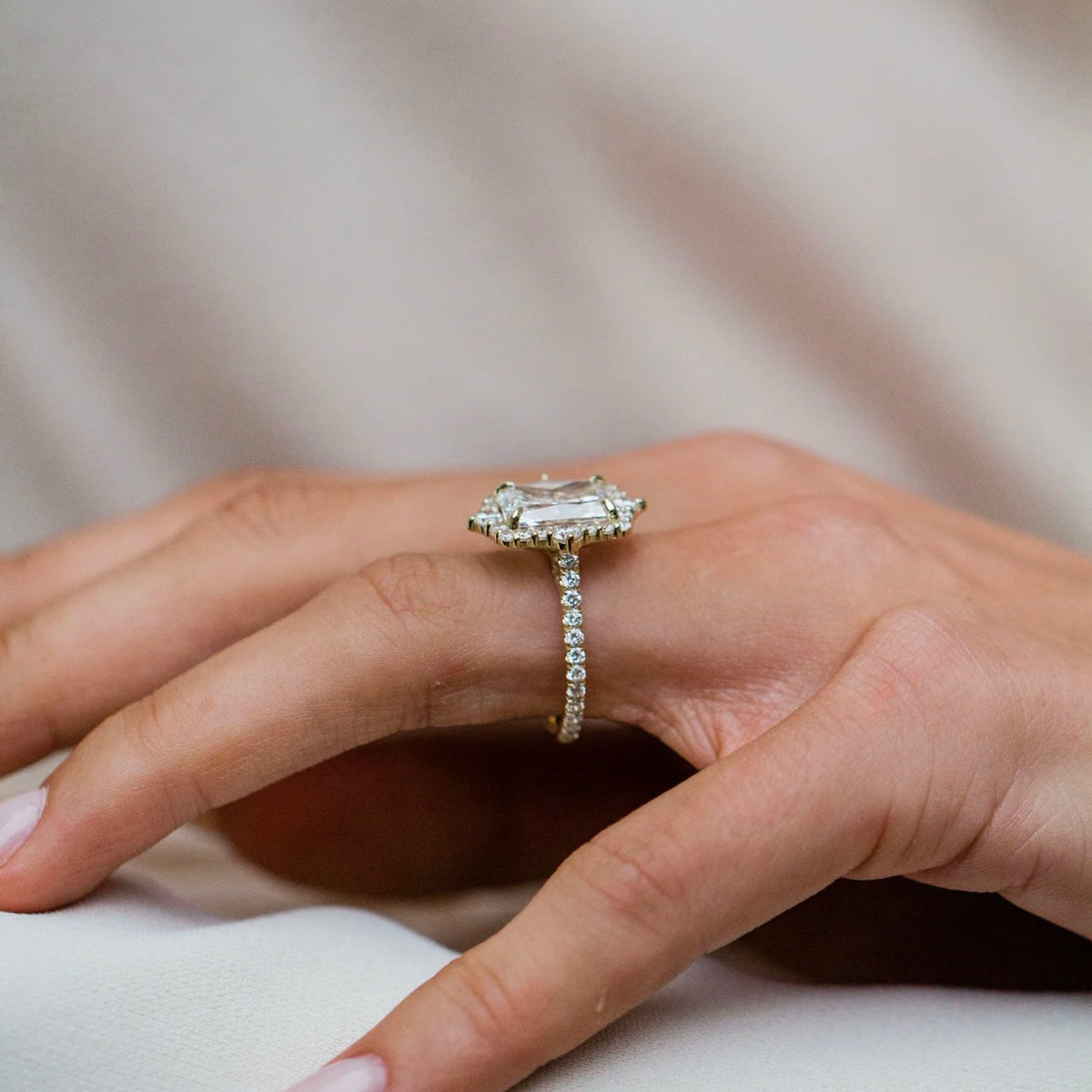 Radiant Lab Grown Diamond Hidden Halo Engagement Ring