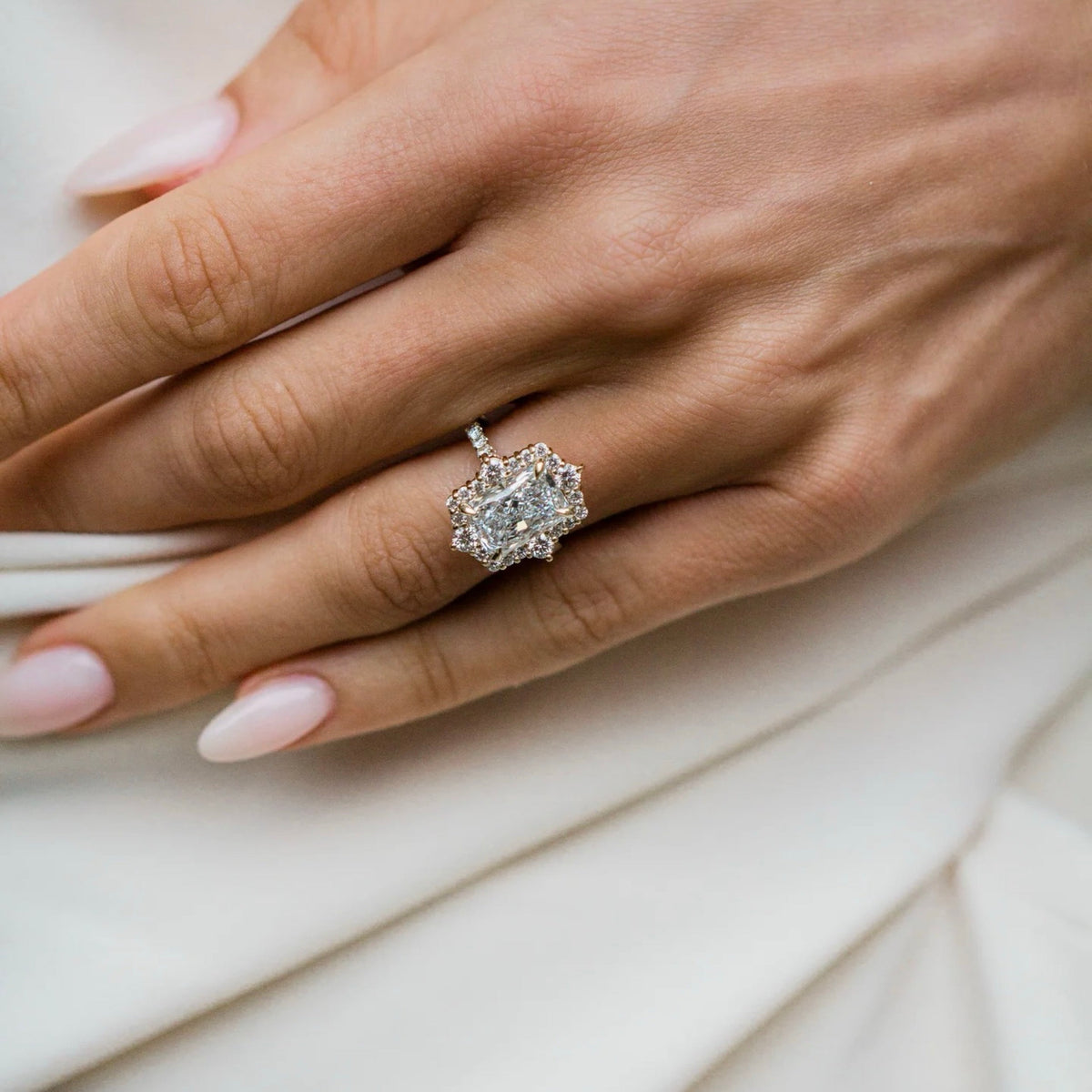 Radiant Lab Grown Diamond Hidden Halo Engagement Ring