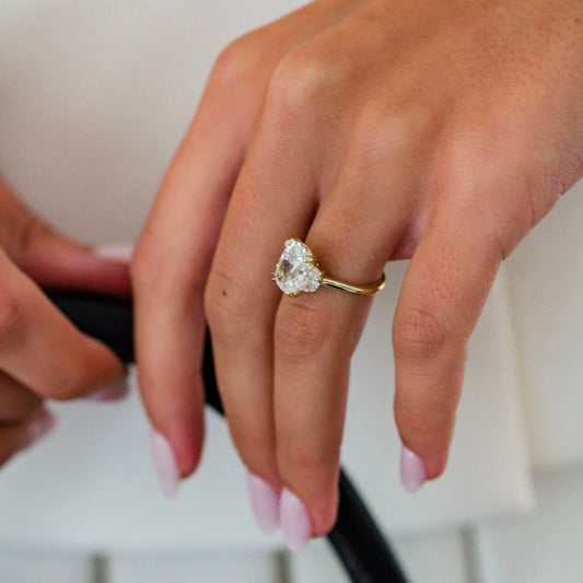 Elongated Cushion Lab Grown Diamond Three Stone Engagement Ring