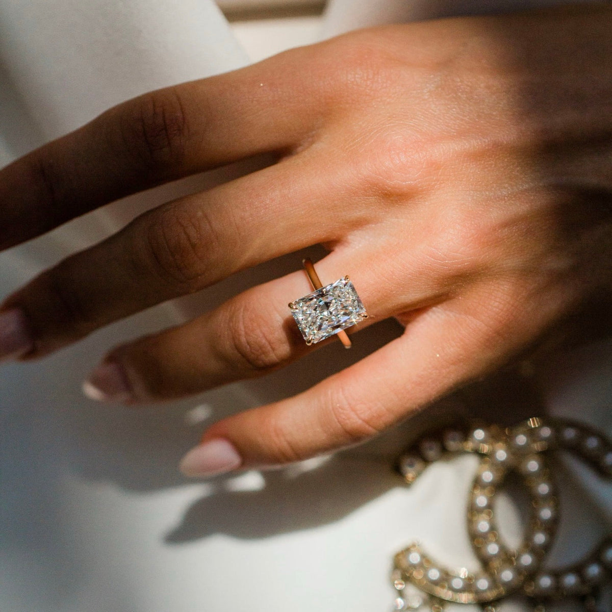 Radiant Lab Grown Diamond Solitaire Engagement Ring