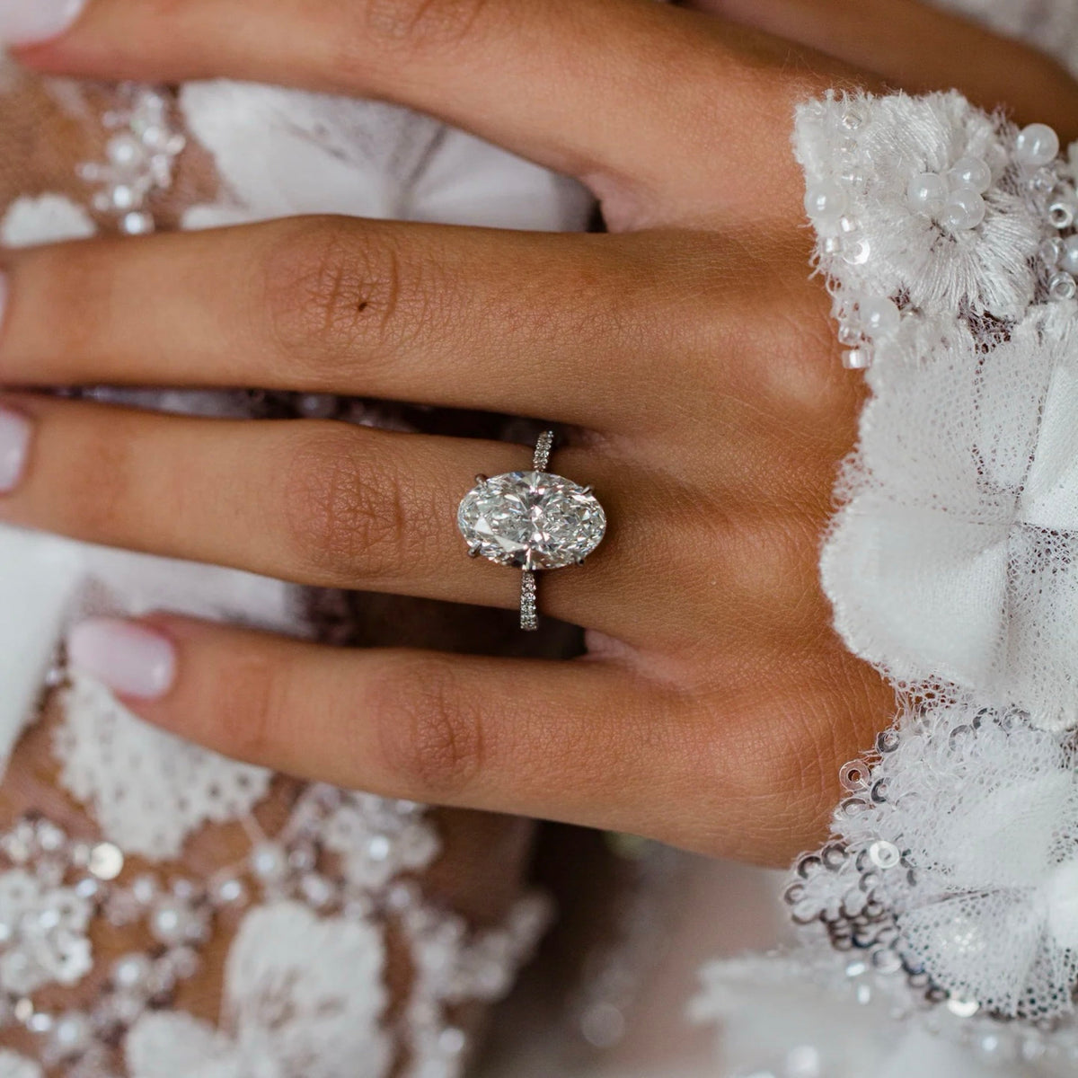 Oval Lab Grown Diamond Pave Engagement Ring