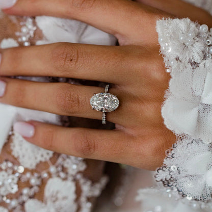 Oval Lab Grown Diamond Pave Engagement Ring