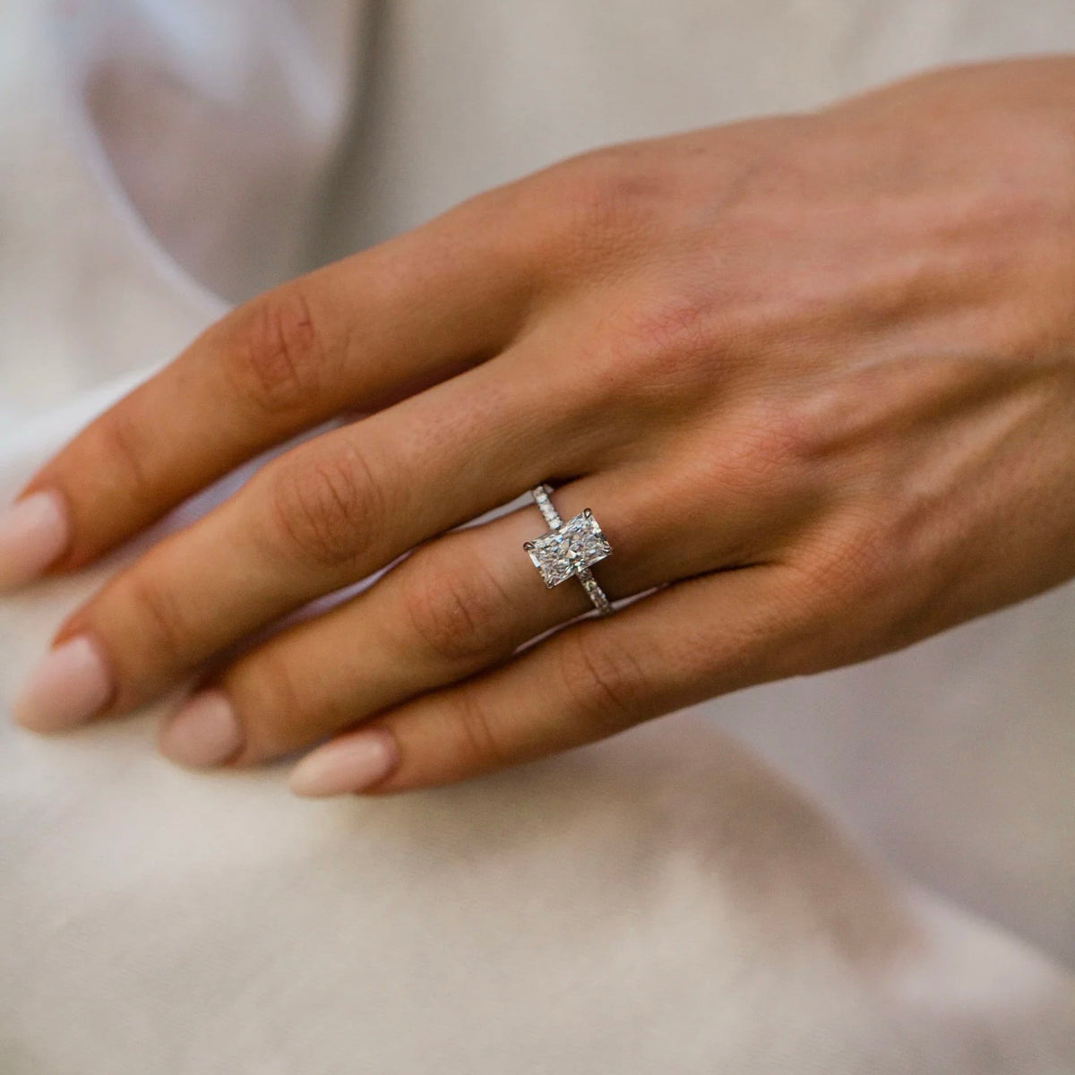 Radiant Lab Grown Diamond Hidden Halo Engagement Ring
