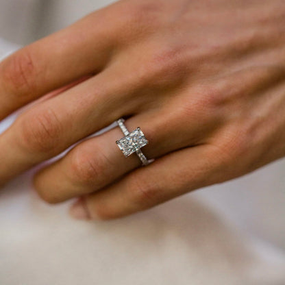 Radiant Lab Grown Diamond Hidden Halo Engagement Ring
