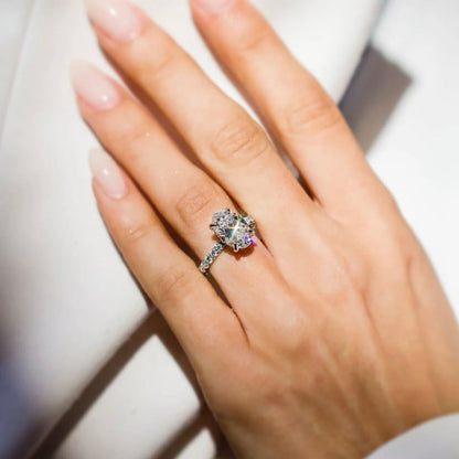 Oval Lab Grown Diamond Hidden Halo Engagement Ring