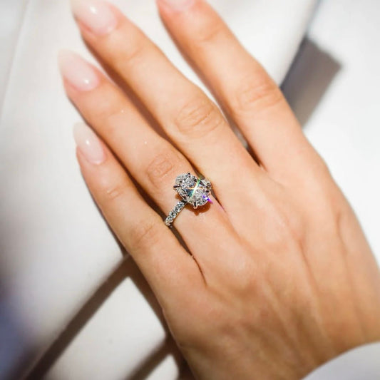 Oval Lab Grown Diamond Hidden Halo Engagement Ring