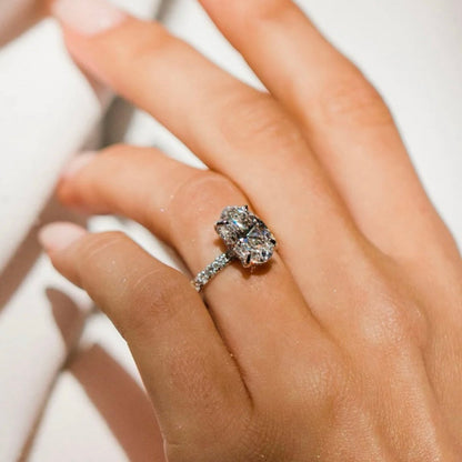 Oval Lab Grown Diamond Hidden Halo Engagement Ring