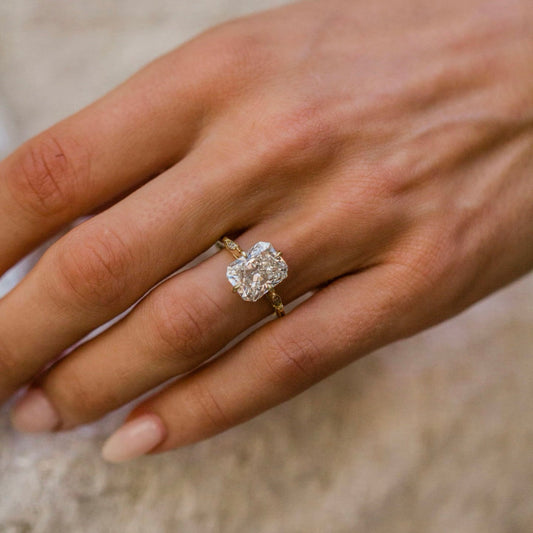Radiant Lab Grown Diamond Three Stone Engagement Ring