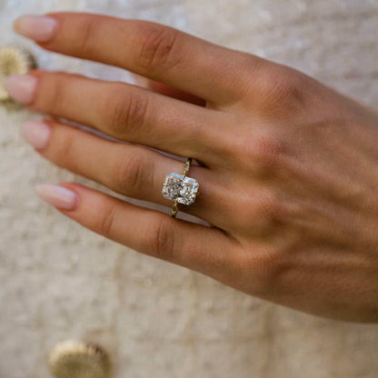 Radiant Lab Grown Diamond Three Stone Engagement Ring