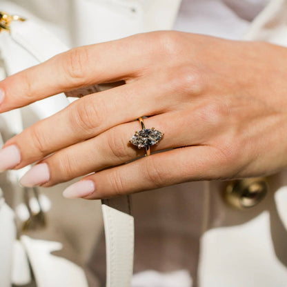 Marquise Lab Grown Diamond Hidden Halo Engagement Ring