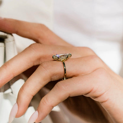 Marquise Lab Grown Diamond Hidden Halo Engagement Ring
