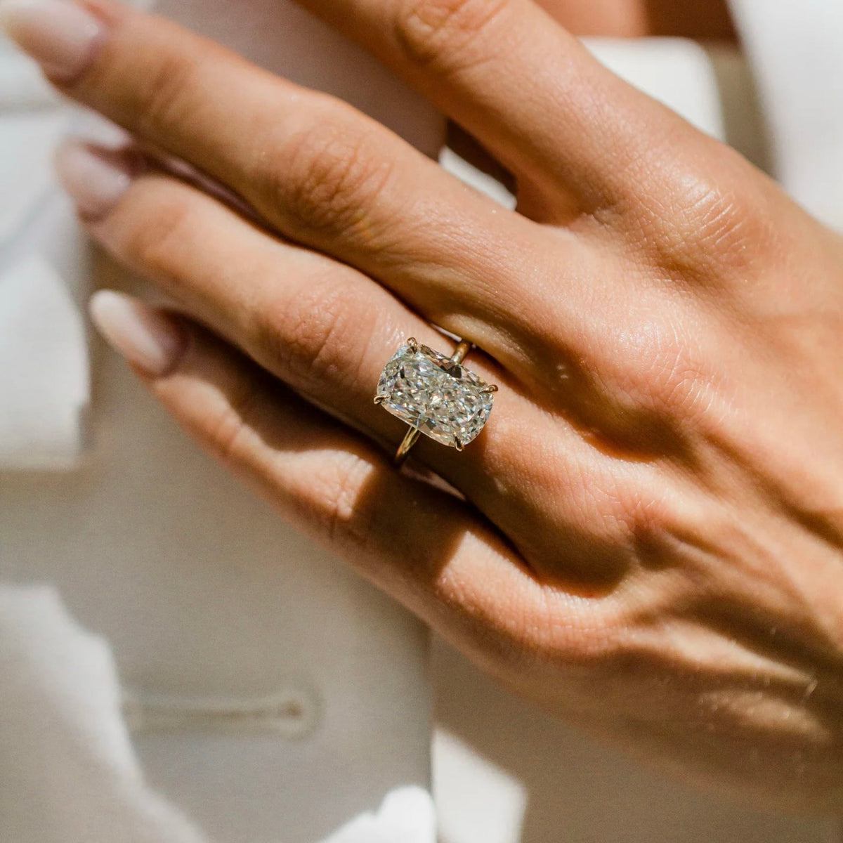 Cushion Lab Grown Diamond Hidden Halo Engagement Ring