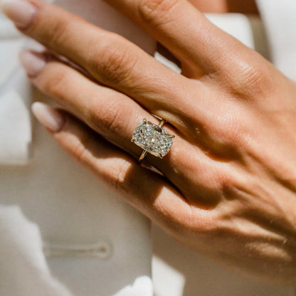 Cushion Lab Grown Diamond Hidden Halo Engagement Ring