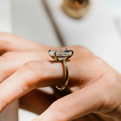 Cushion Lab Grown Diamond Hidden Halo Engagement Ring