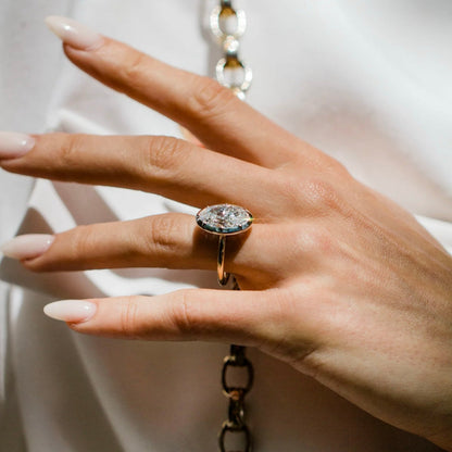 Oval Lab Grown Diamond Bezel Engagement Ring