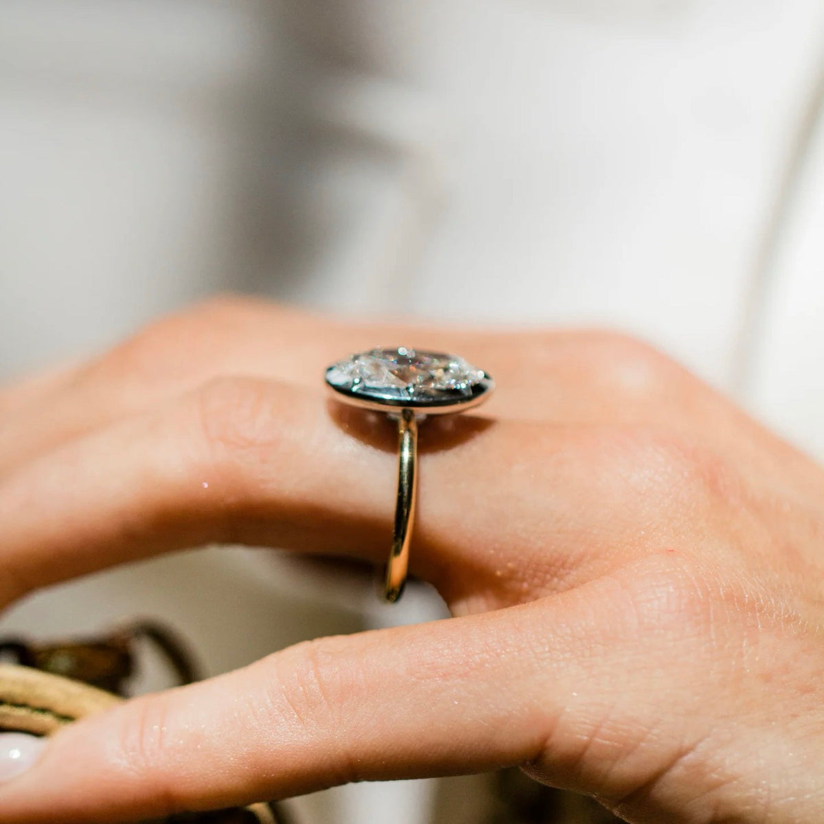 Oval Lab Grown Diamond Bezel Engagement Ring