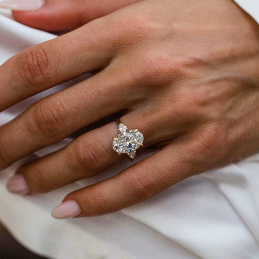 Oval Lab Grown Diamond Three Stone Engagement Ring