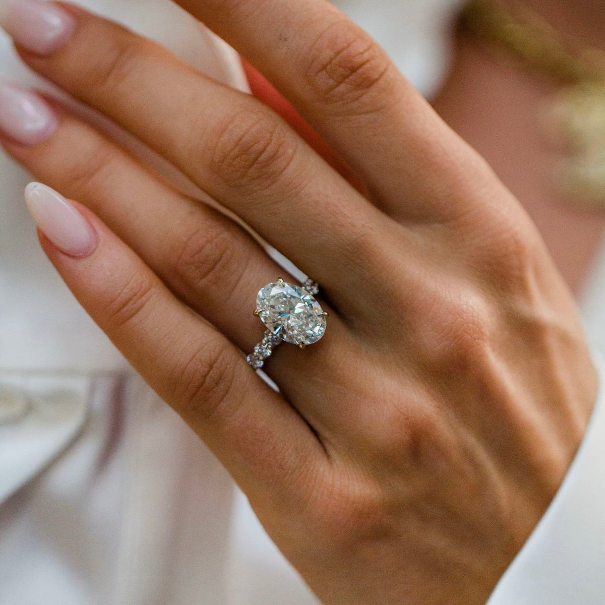 Oval Lab Grown Diamond Pave Engagement Ring