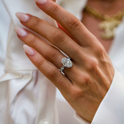 Oval Lab Grown Diamond Pave Engagement Ring