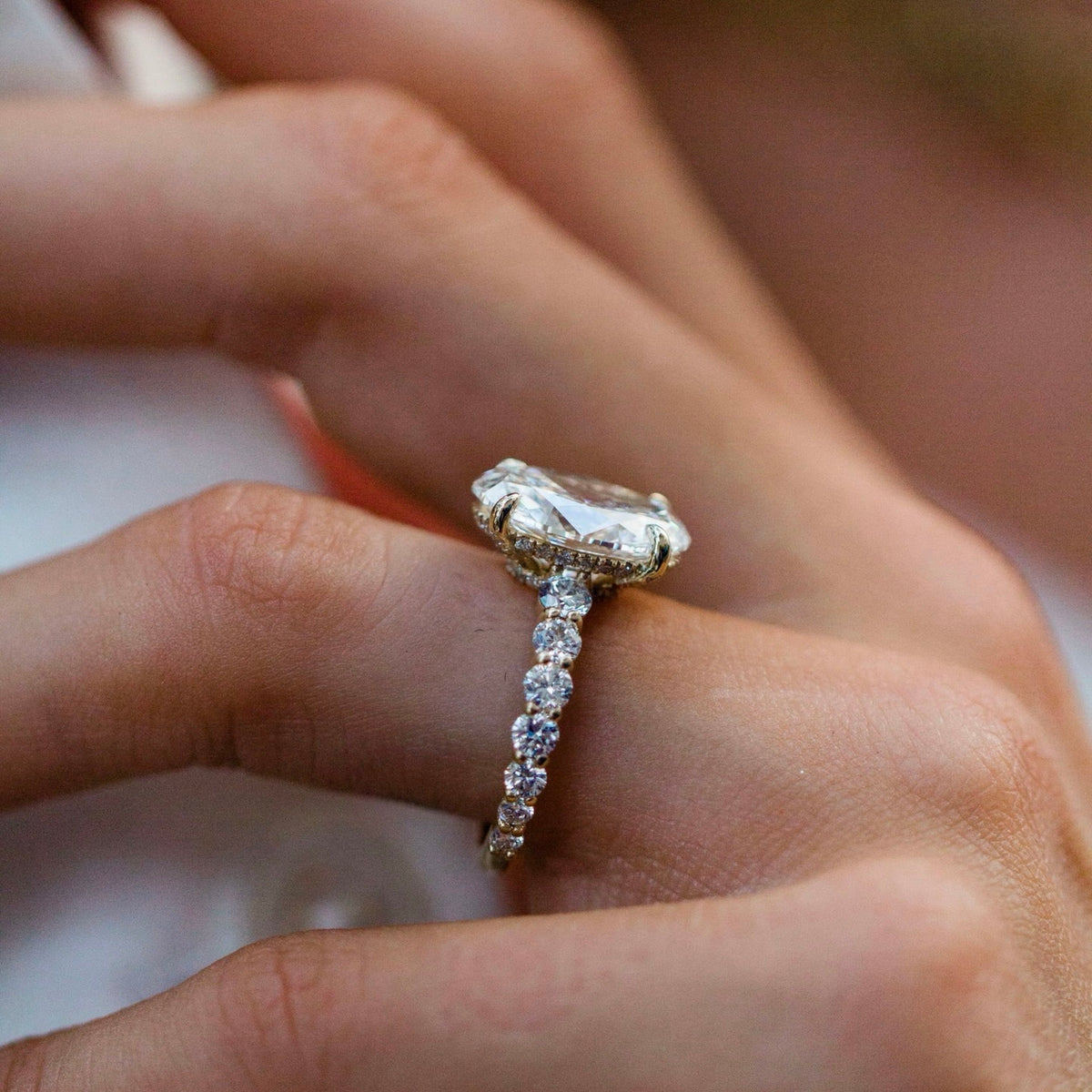 Oval Lab Grown Diamond Pave Engagement Ring