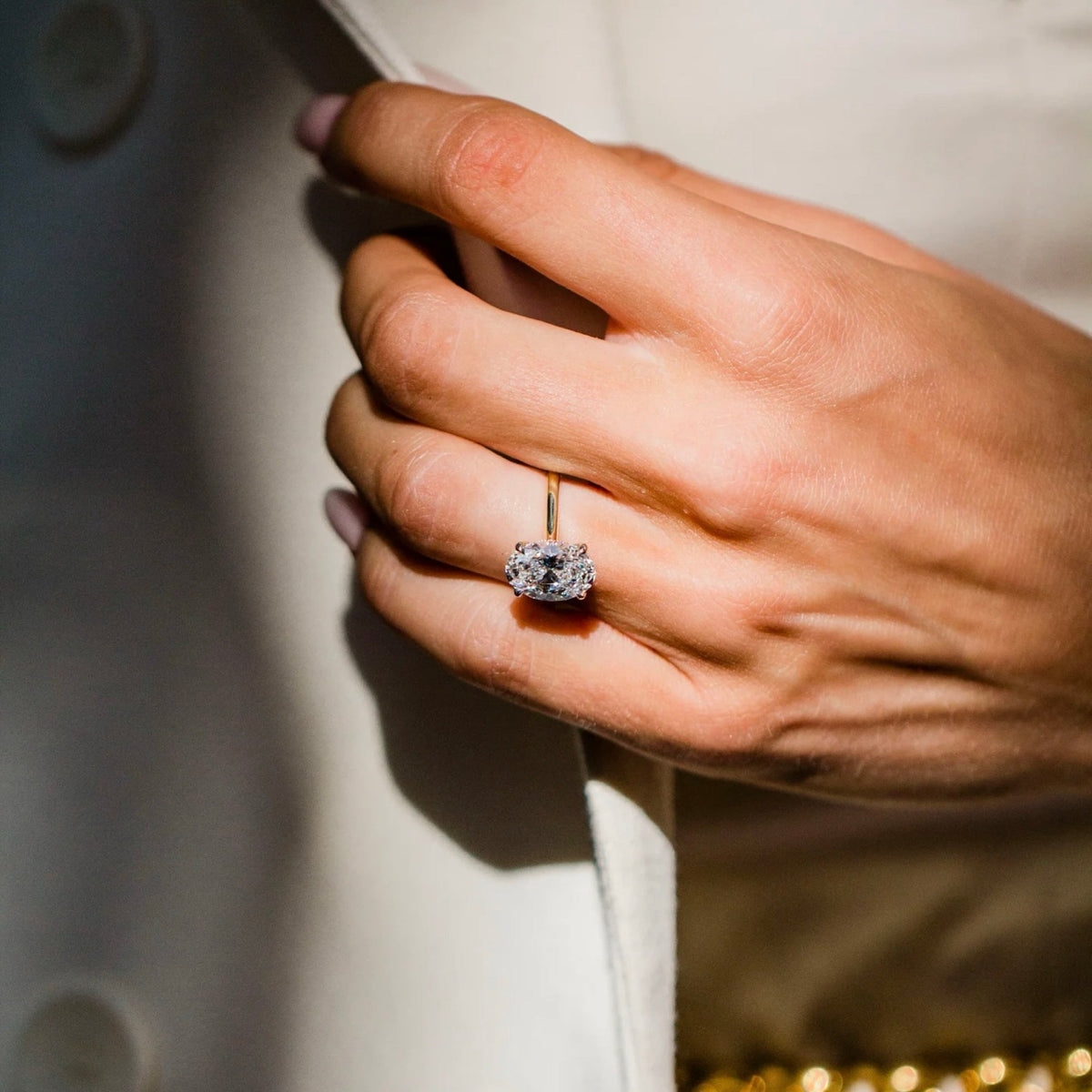 Oval Lab Grown Diamond Hidden Halo Engagement Ring
