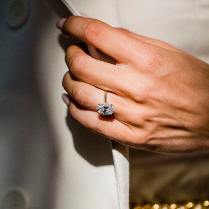 Oval Lab Grown Diamond Hidden Halo Engagement Ring