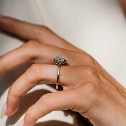 Oval Lab Grown Diamond Hidden Halo Engagement Ring