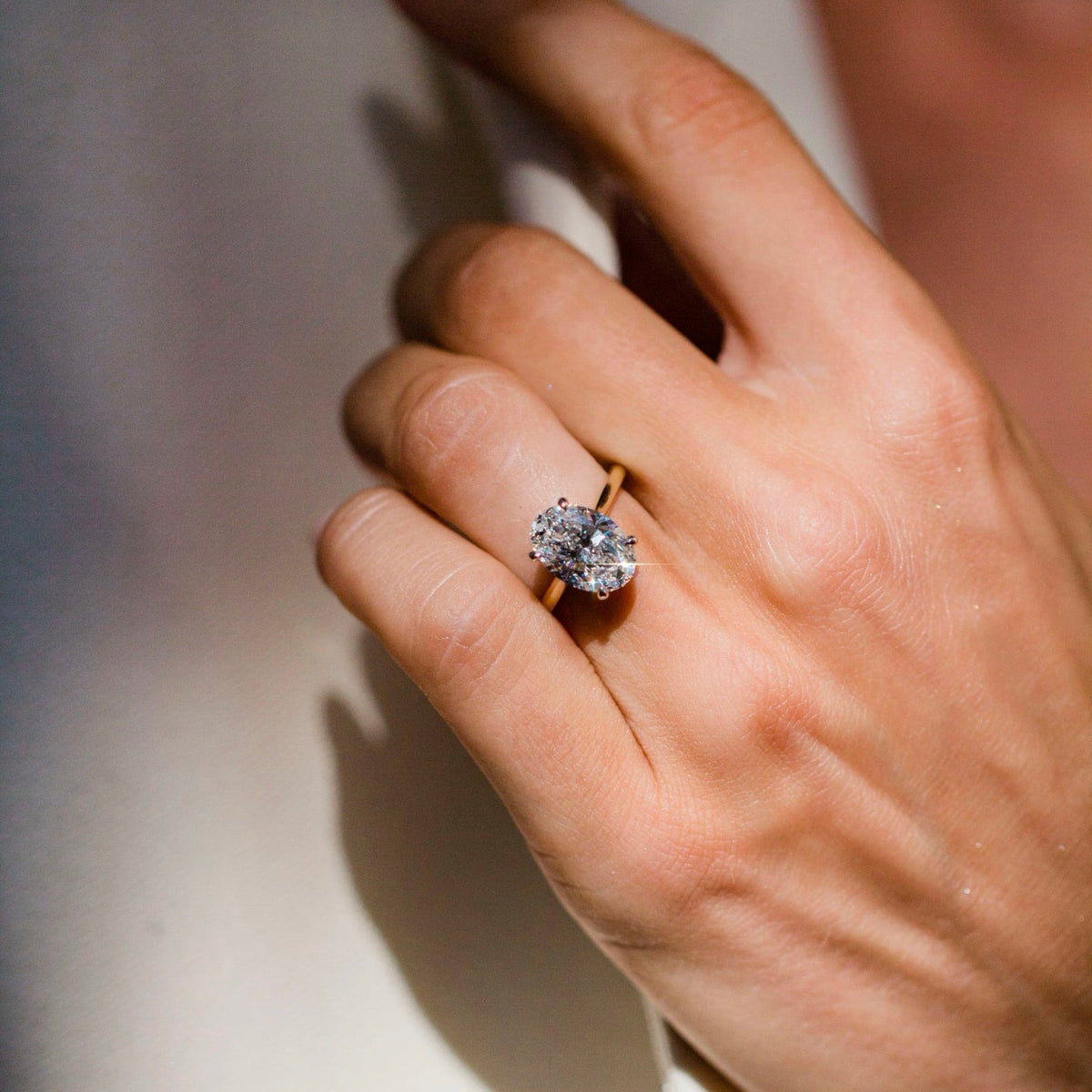 Oval Lab Grown Diamond Hidden Halo Engagement Ring