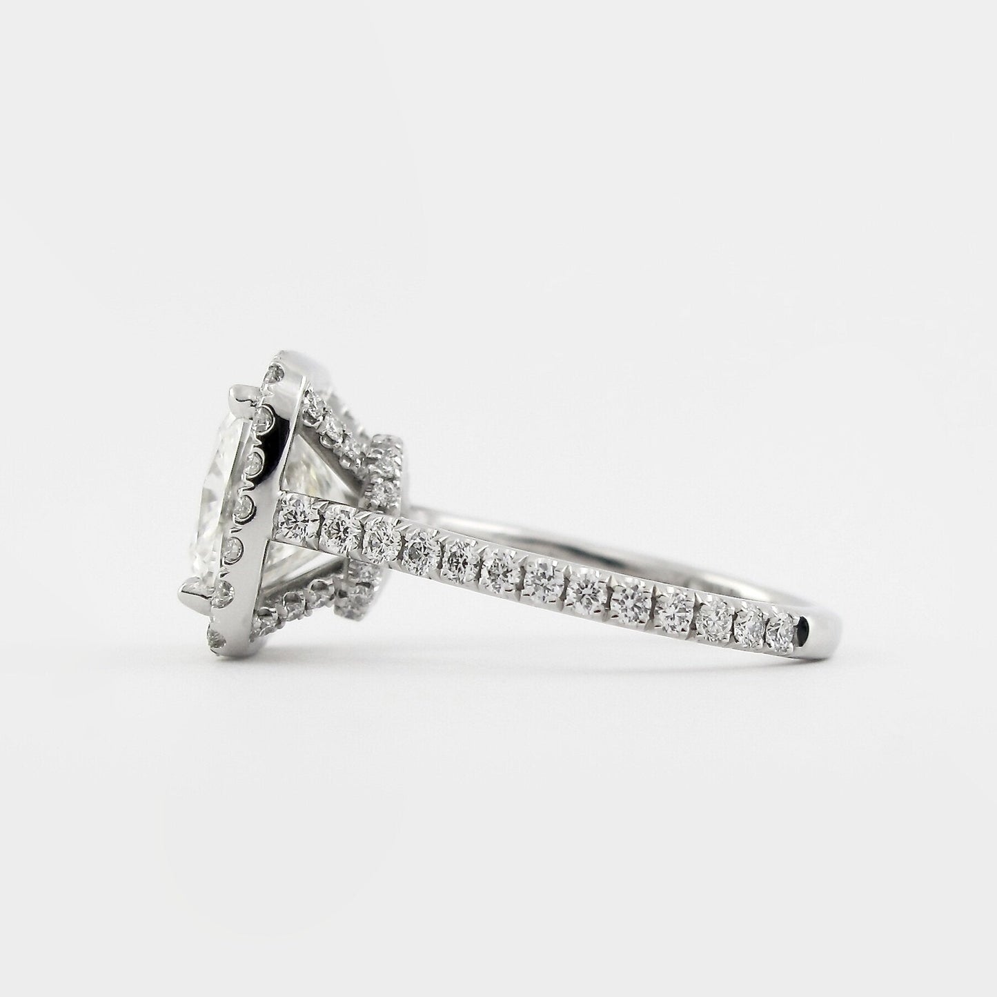 2.15 CT Cushion Cut Halo Style Moissanite Engagement Ring