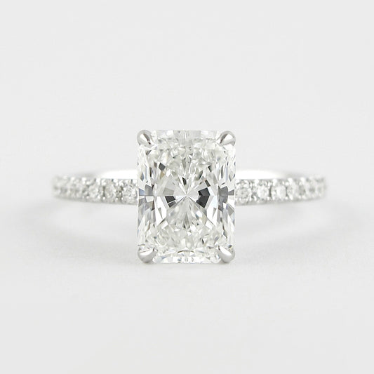 1.8 CT Radiant Solitaire & Pave Moissanite Engagement Ring