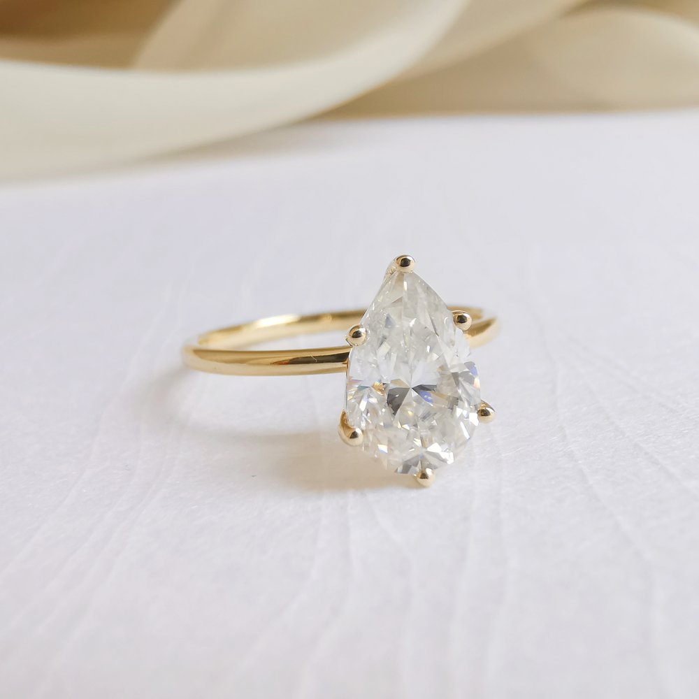 1.36 CT Pear Shaped Moissanite Solitaire Engagement Ring