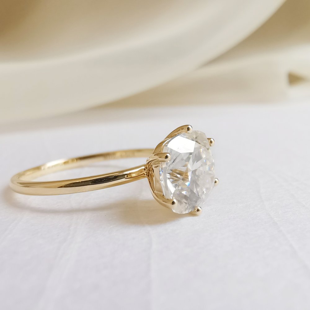 2.0 CT Cushion Shaped Moissanite Solitaire Engagement Ring