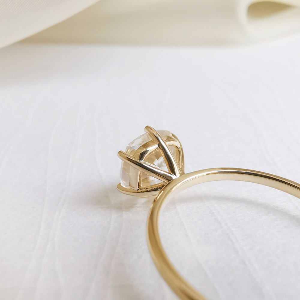 2.0 CT Cushion Shaped Moissanite Solitaire Engagement Ring