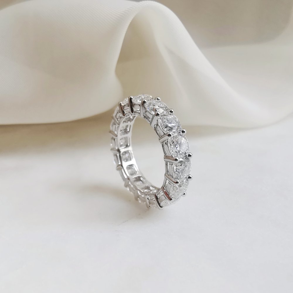 5.20 CT Round Shaped Moissanite Full Eternity Wedding Band