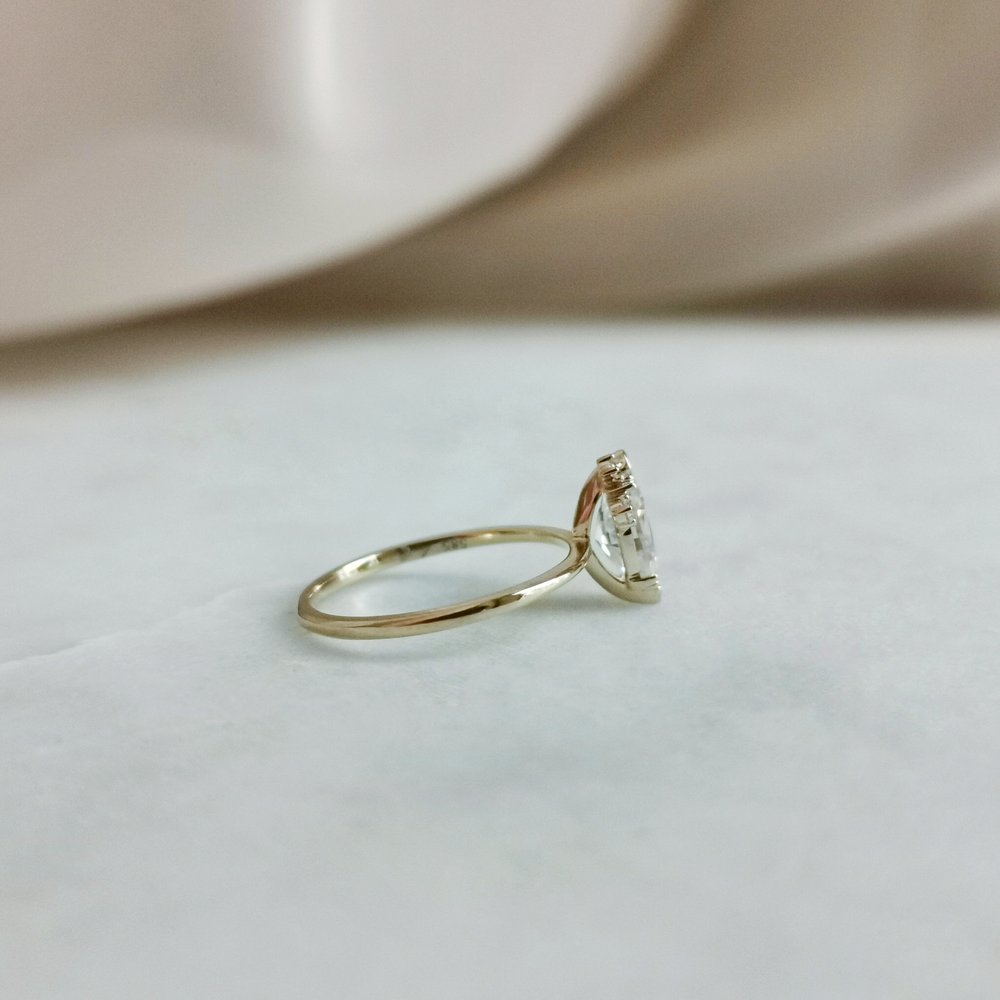 0.50 CT Oval Shaped Moissanite Cluster Engagement Ring