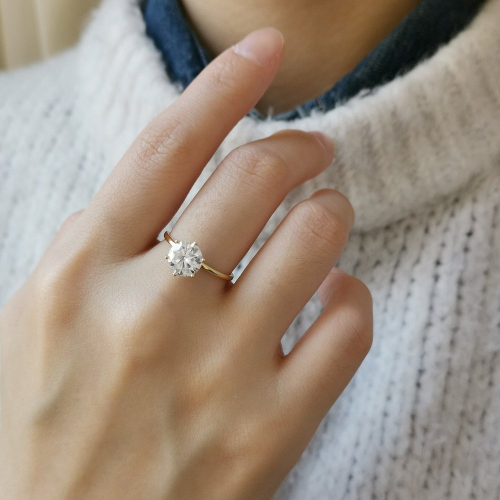 1.50 CT Round Shaped Moissanite Solitaire Engagement Ring