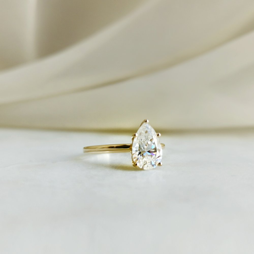 1.36 CT Pear Shaped Moissanite Solitaire Engagement Ring